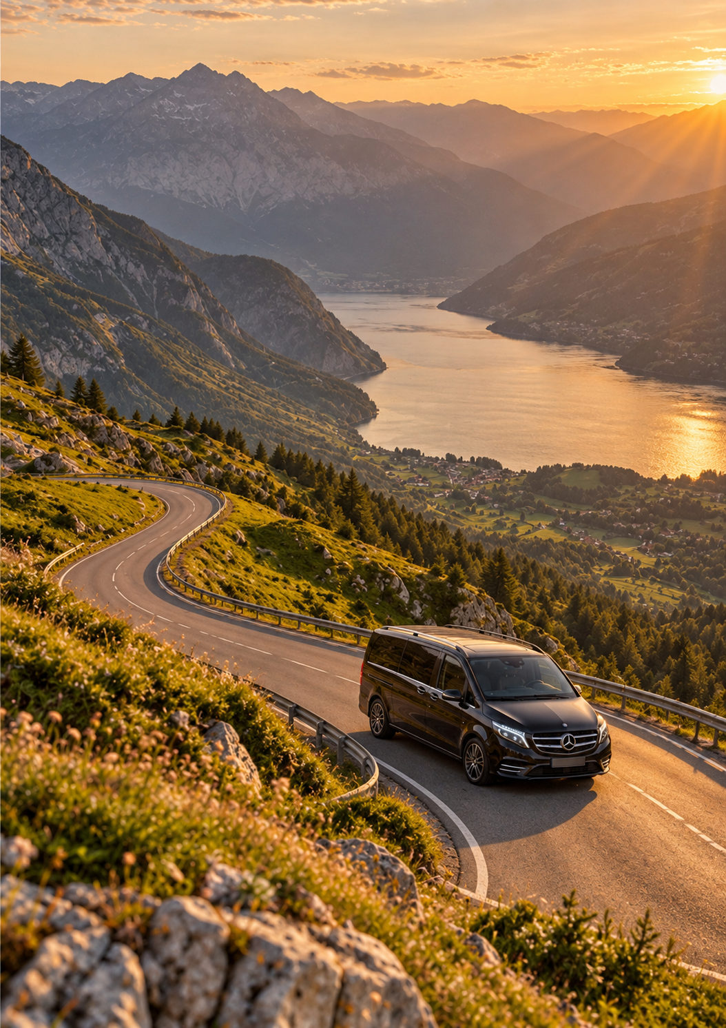 mercedes na alpski sončni cesti